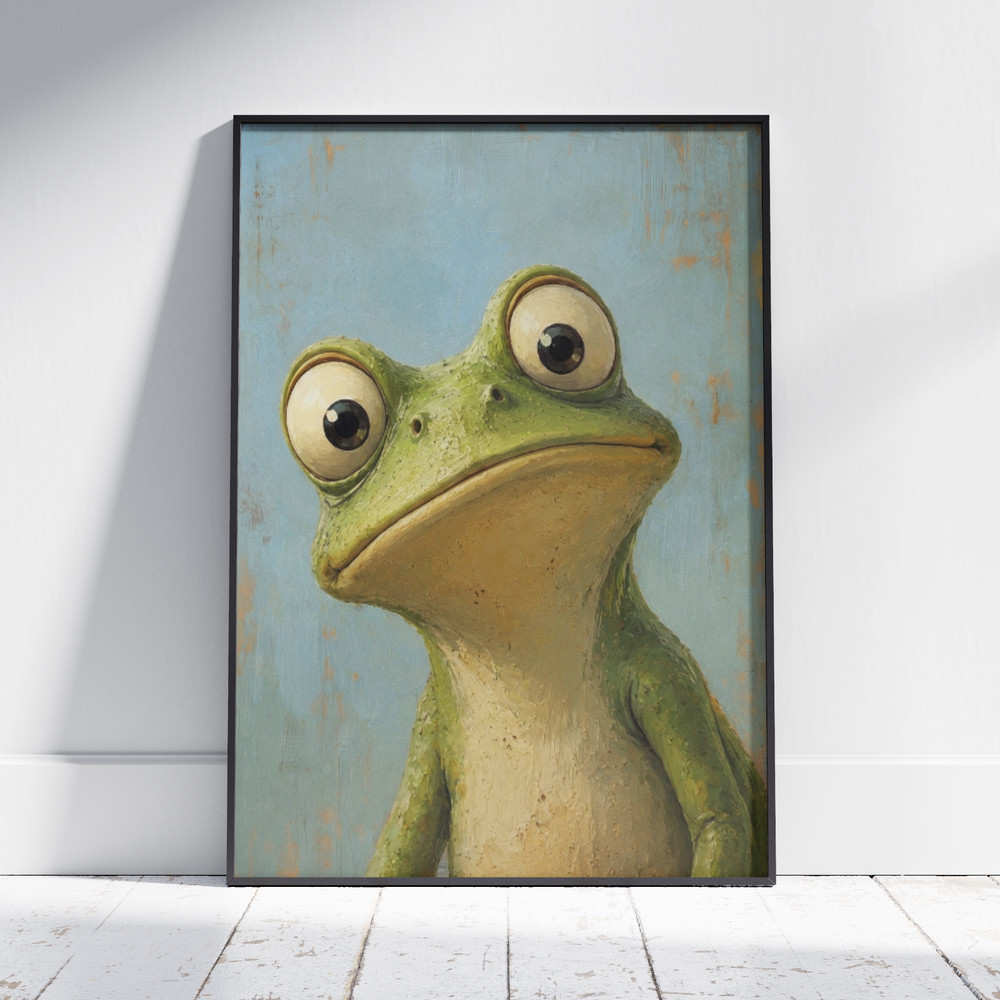 Funny Frog Eye Poster Quirky Toad Oil Print Unique Wall Art Home Decor Gift Room