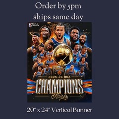 NY Knick s 2026 Champions Poster Vertical Banner 20×24 Wall Art