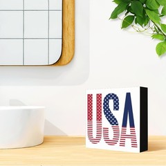 Patriotic American Wooden Box Sign Stars and Stripes Home Decor 5*5in