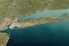 New York Long Island 3D Rendering Satellite View Topographic Map Poster 18×12