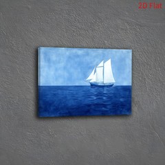Framed Canvas Single Sail Boat Blue Sea Minimal Nautical Ocean Wall Art Decor