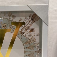 LOUIS VUITTON OLIVER GAL Glass ART FRAMED 16″ X 16″ GOLD FOIL EMBELLISHED – NEW