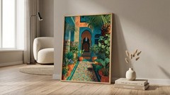 Vintage Moroccan Garden Poster Tropical Palm Tree Wall Art Boho Print
