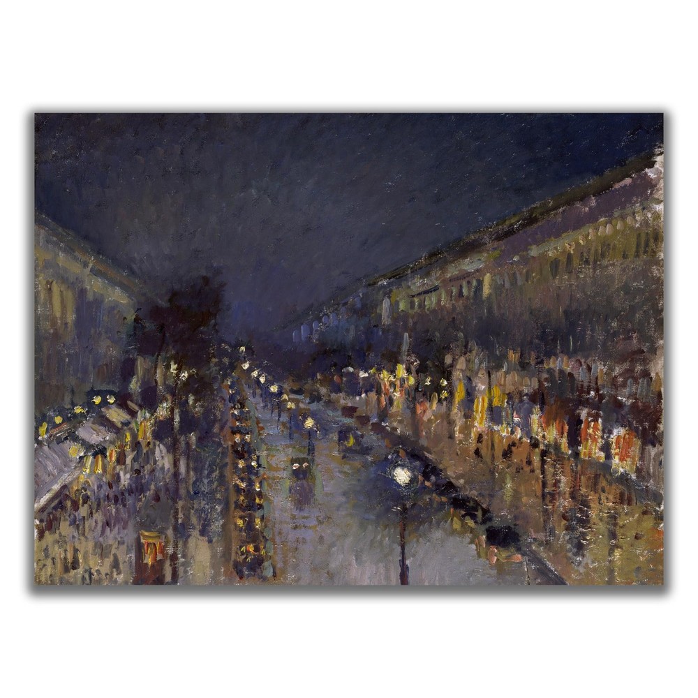 Camille Pissarro Canvas Wall Art-Boulevard Montmartre Night Poster-Impression…