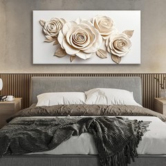 Wall Art Living Room Decor White Flower Wall Art Decor Modern Canvas Art Wall…