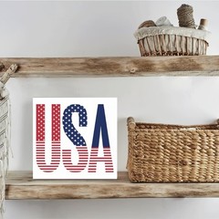 Patriotic American Wooden Box Sign Stars and Stripes Home Decor 5*5in