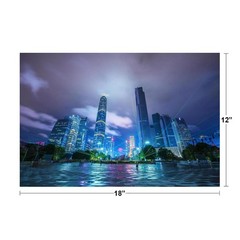 Guangzhou Canton Guandong China Skyline at Night Photo Art Print Poster 18×12