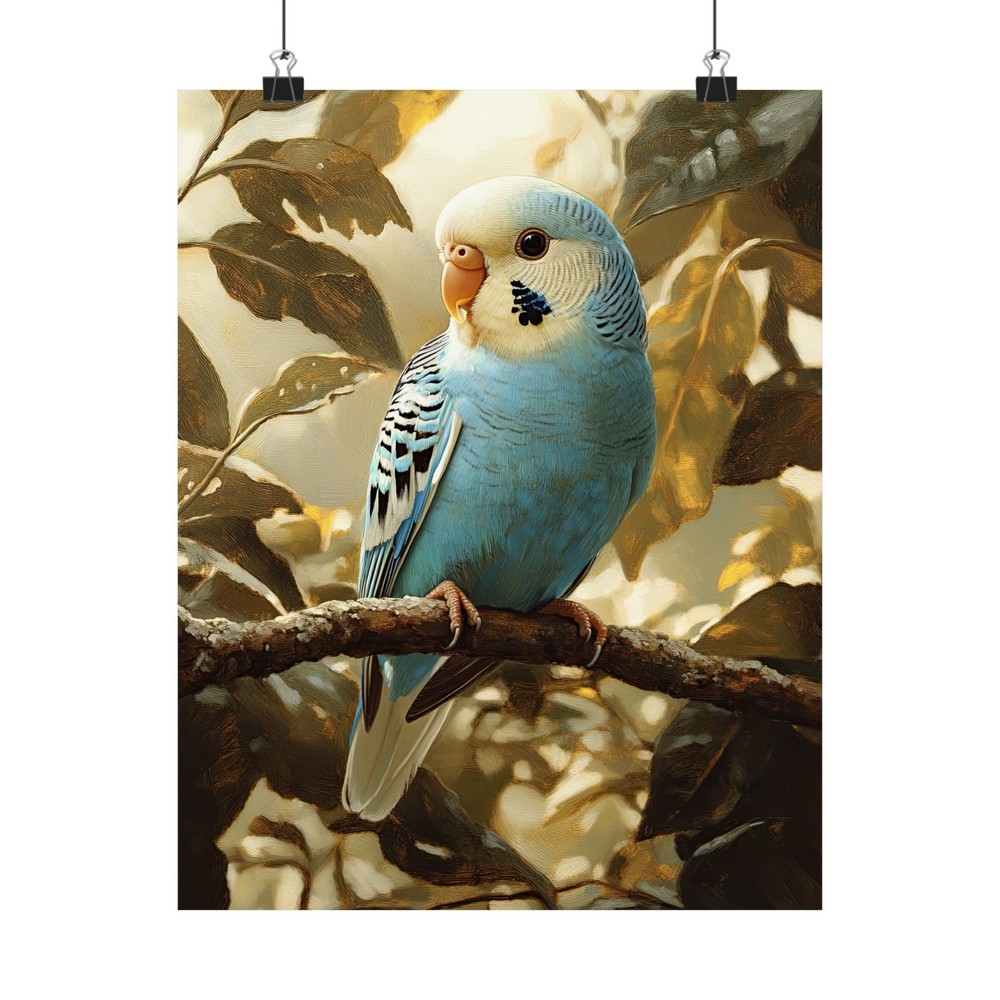 Blue Budgerigar Parakeet Bird Art Print Poster, Wildlife Home Decor