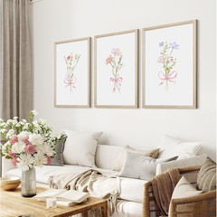 Coquette Pink Floral Wall Art Set for Teen Girls – 3 Framed Prints 12×16 Inch