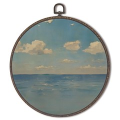 Ocean Coastal Beachy Round Framed Wall Art Decor, Summer Nautical Beach Hangi…