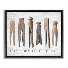 Rustic Laundry Phrase by Lettered and Lined Black Floater Frame Graphic Art Prin