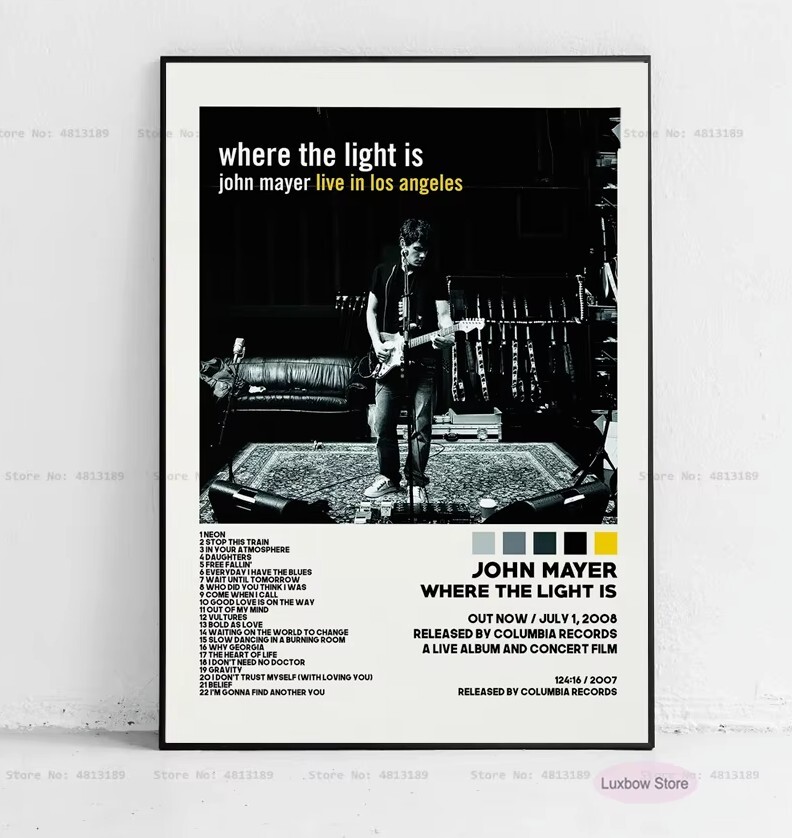 John Poster Mayer Where the Light Is Music Album Cover Poster