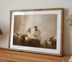 Nativity Scene Poster, Jesus Christmas Canvas Wall Art,Christian Religious Decor