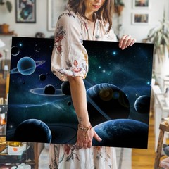 In A Breathtaking Cosmic Tableau, Multiple Planets In Rich Shades Of Wall Art