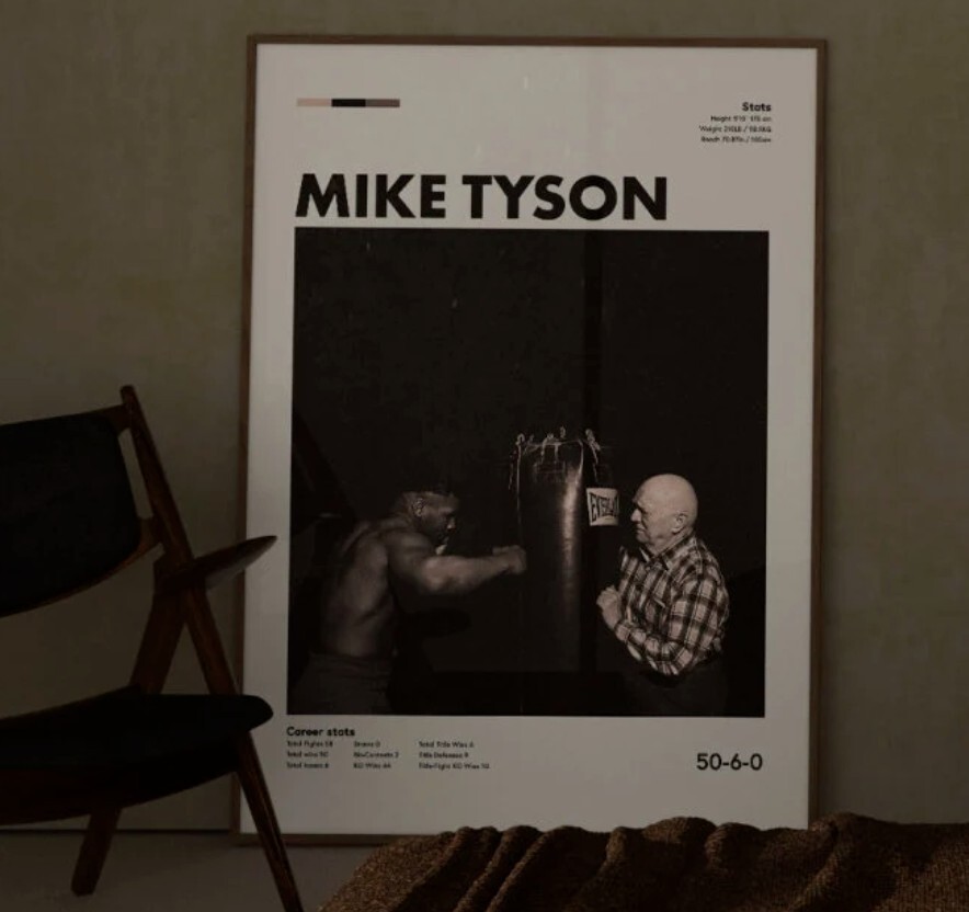 Mike Tyson and Cus D’Amato modern poster, 11×17 12×18 20×30 24×36 inch