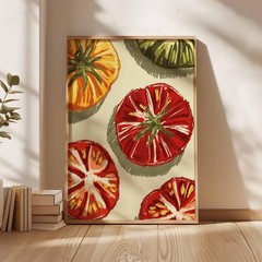 Tomato Wall Art Print, Rustic Farmers Market Kitchen Decor, Vegetable Poster
