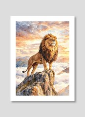 Set of 2 | Regal Lion Ragdoll Cat Floral Wildlife Watercolor Art Print 12X16″