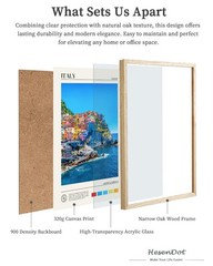 Natural Oak Wood Framed Cinque Terre Wall Art Print 12x16in Italian Seascape Dec
