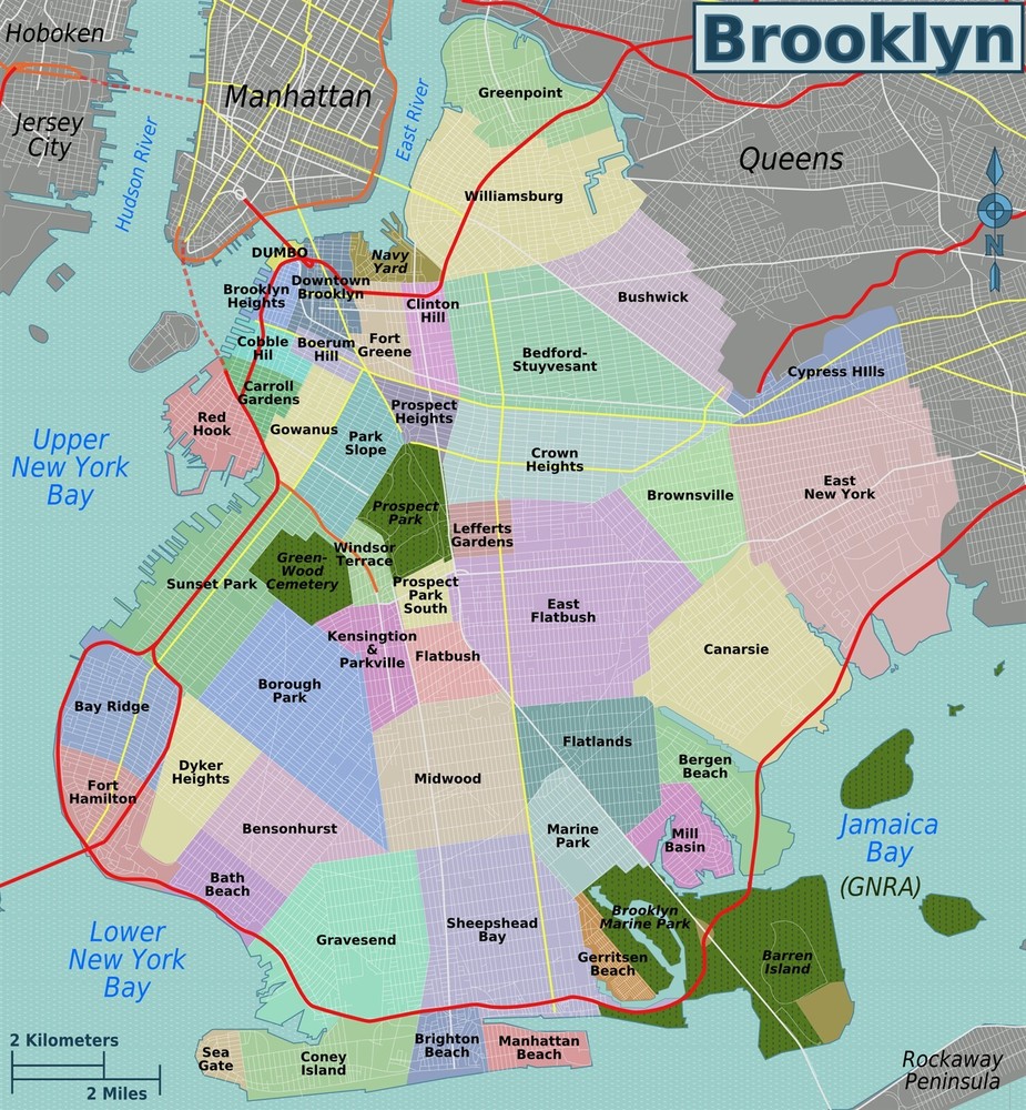 BROOKLYN NYC NEIGHBORHOOD MAP GLOSSY POSTER PICTURE PHOTO PRINT BANNER 10204
