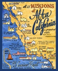 California Missions Map : El Camino Real : Wall Art : Suitable for Framing