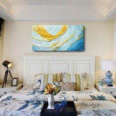 Modern Large Abstract Wall Art – Blue and Yellow Flowing Lines Canvas Prints …