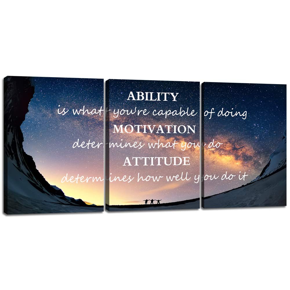 Motivational Quotes Canvas Wall Art Inspirational Ability Motivation Attitude…