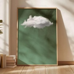 Sage Green Cloud Poster Abstract Minimalist Wall Art Living Room Decor