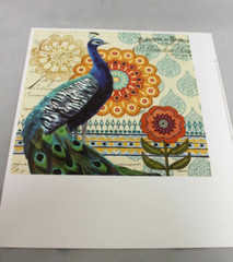 Jennifer Brinley Peacock I Wall Art Print 12″ X 12″ Square 16″ X1 4″ MATTE VTG