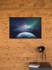 Exoplanet In Outer Space Fantasy Galaxy Picture Art Print Poster 24×36 inch