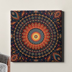 Boho Mandala Canvas Print Medallion Pattern Intricate Geometry