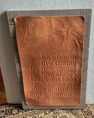 Large Rustic inspirational wall plaque W/ Leather Mounted On Wood Slats 20×30