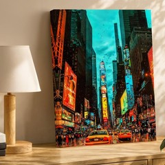 Times Square New York City Yellow Taxi Canvas Wall Art Urban Cityscape Print