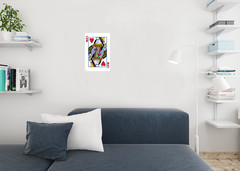 Queen of Hearts Playing Card Art Poker Room Game Art Print Poster 12×18