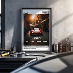 Ferrari F40 Supercar Poster – Vintage Sports Car Print Wall Art Decor Home Gifts