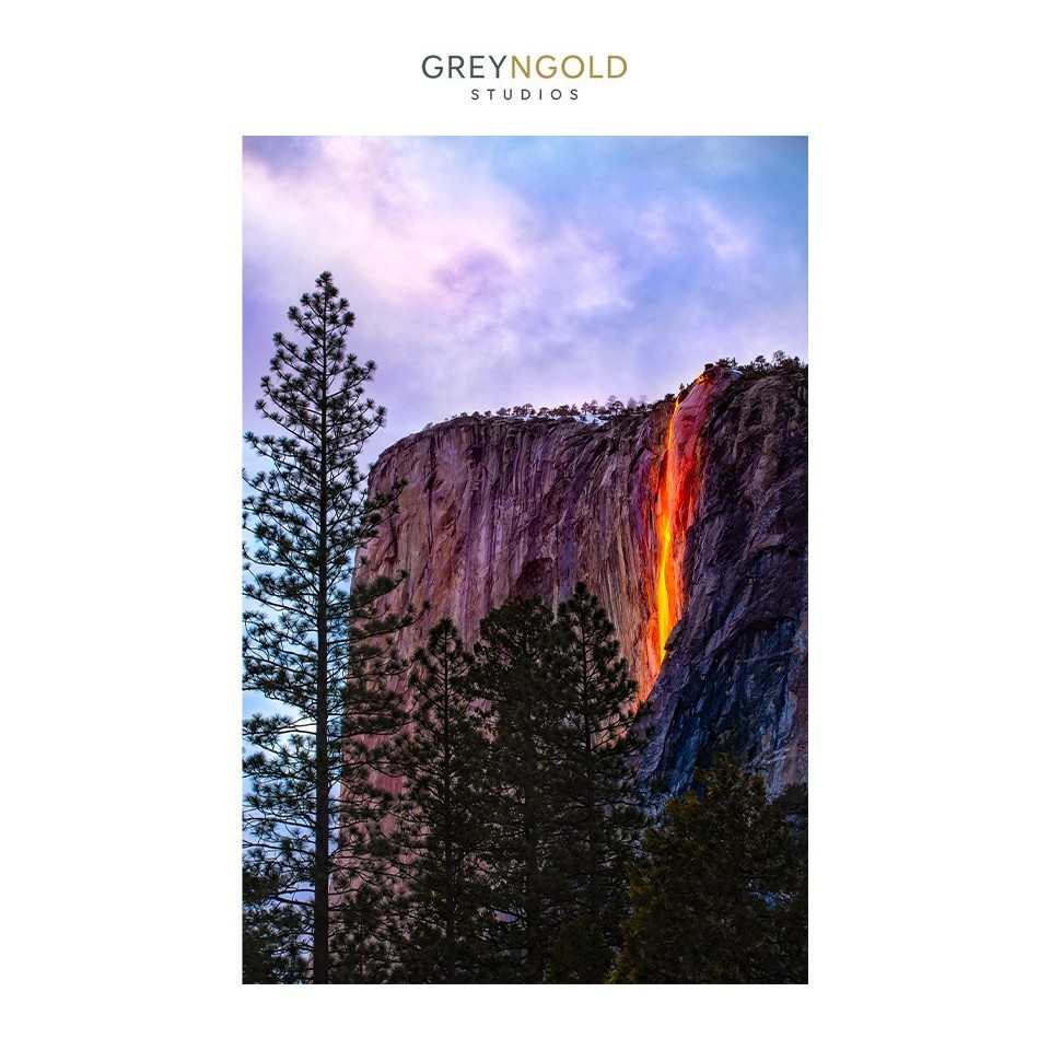 Horsetail Fall Mountainscape Nature Wall Art Print pick size A4/A3/A2/90x60cm