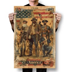 1776-2026 250 Years of America – Historical Heroes USA Flag – POSTER 20″x30″