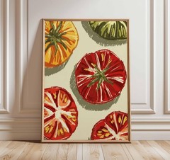 Tomato Wall Art Print, Rustic Farmers Market Kitchen Decor, Vegetable Poster