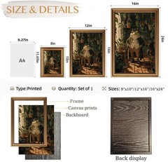 Vintage Gold Framed Wall Art Whimsical Frog Botanical Canvas Art Prints Anima…