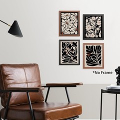Abstract Boho Black flowers Plant Poster Prints for Home Living Girl Room Dor…