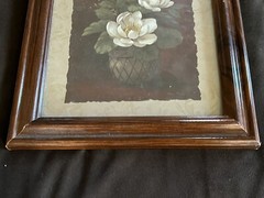NIP 12” X 10” White Gardenia Print Hotel Art Framed In Plastic Wall Decor