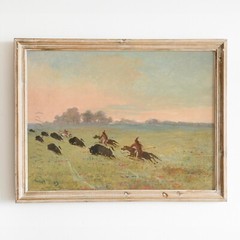 Comanche Indians Chasing Buffalo Native American Western Wall Art Poster Print