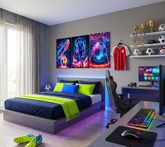 3Pcs Cool Soccer Canvas Wall Art Abstract Soccer Sneakers Posters Prints Pain…