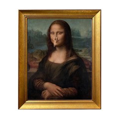 Vinatge Gold Frame Mona Lisa Holding Nose Bathroom Wall Art Funny Monalisa Ba…