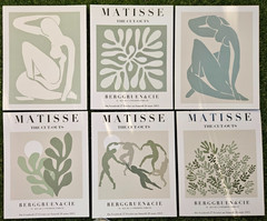 Set of 6 Sage Green Henri Matisse Wall Decor, Art Abstract 8×10″, UNFRAMED NEW