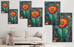 Mexican Cactus Canvas Huichol Art Flower Heart Gallery Wrap Wall Art