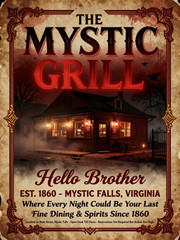 Vampire Diaries Mystic Falls Ad Style Wall Collage Poster Print
