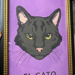 NEW El Gato 56 Framed Black Cat Mexican Art Print Sapna Shah 12×18 Gold Purple