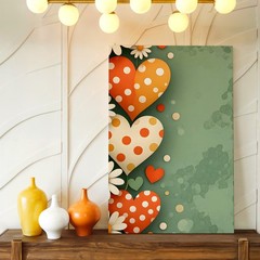 Wall Art Floral Heart Print Polka Dot Daisy Poster Romantic Mint Green Decor