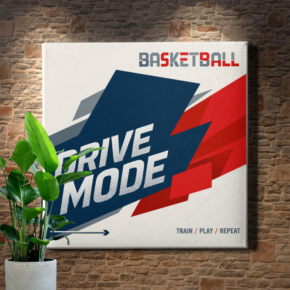 Geometric basketball Poster Print diagonal color blocks bold style