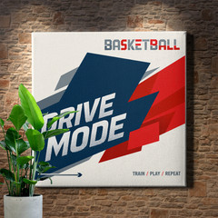 Geometric basketball Poster Print diagonal color blocks bold style